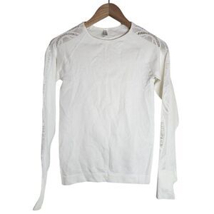 NVGTN Shirt Women's Small Henna Seamless Long‎ Sleeve Workout Top White